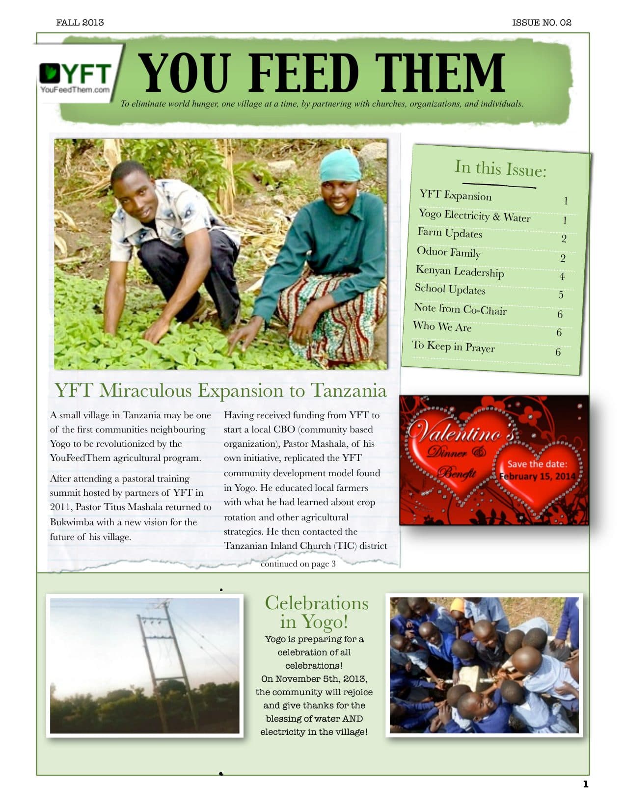 Fall 2013 Newsletter, page 1 of 6