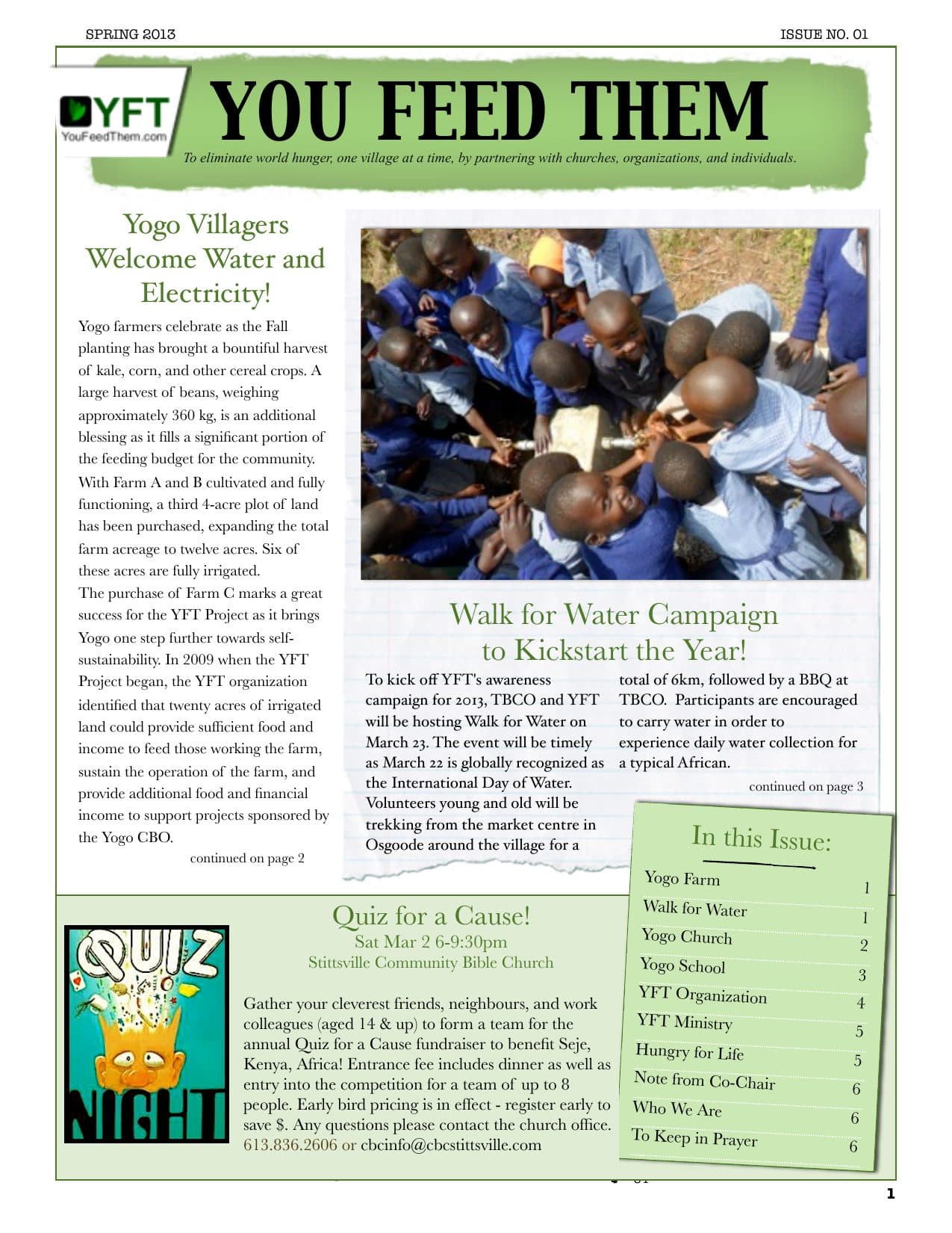 Spring 2013 Newsletter, page 1 of 6